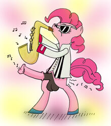 balls buttons coat equine female friendship_is_magic fur hooves horsecock jazz male musical_ass musical_instrument musical_penis my_little_pony notes penis pink_fur pinkie_pie_(mlp) rule_63 sax saxophone straight_hair sunglasses tail unknown_artist