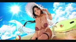 beach beach_background beach_ball bleach bleach_brave_souls monkeyman_(artist) nipple_piercing piercing unohana_retsu