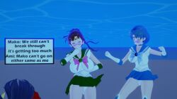 blue_eyes blue_hair brown_hair drowning sailor sailor_jupiter sailor_mercury underwater upskirt uw-78_explorer