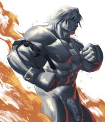 abs balls bara battle_demon biceps big_balls big_penis capcom ken_masters male male_nipples male_only manly muscular_male nipples nude pecs penis street_fighter street_fighter_6