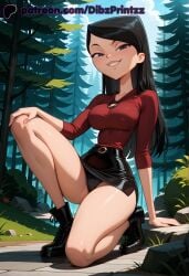 1girls ai ai_assisted ai_generated anime arm_support artist_name belt black_eyes black_footwear black_hair black_panties black_skirt blue_sky blush boots bow_panties breasts bush cloud collarbone day dibzprintz female forest full_body grin heather_(tdi) hi_res high_quality high_resolution highres long_hair long_sleeves looking_at_viewer medium_breasts miniskirt nature on_one_knee outdoors panties pantyshot pencil_skirt red_shirt shirt skirt sky smile solo swept_bangs teeth thighs total_drama_(series) total_drama_island tree underwear watermark