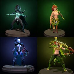 3d aiushtha aiushtha_the_enchantress breasts dota_2 drow_ranger enchantress lyralei mortred nipples phantom_assassin traxex windranger