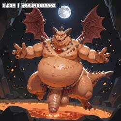 1boy 2025 3_toes 4_fingers 4k activision ai_generated akumabearai anthro balls belly belt big_balls big_belly big_penis big_testicles black_claws chubby chubby_anthro chubby_male claws dragon dynamic_pose erection fat fat_belly flying foreskin full_moon genitals hi_res high_resolution horns huge_balls huge_cock huge_testicles humanoid_genitalia humanoid_penis jewelry large_balls large_penis lava looking_at_viewer magma magnus_(spyro) male male_anthro male_only moon moonlight mountain mythological_creature mythological_scalie mythology night obese obese_anthro obese_male overweight overweight_anthro overweight_male penis precum red_wings rope_belt scalie self_upload smile solo spiked_tail spikes_(anatomy) spyro_reignited_trilogy spyro_the_dragon stable_diffusion tail teeth testicles twitter_username uncut uncut_penis upscaled volcano wings