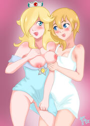 cheeky_pudge crossover disney female human kingdom_hearts mario_(series) namine nintendo nipples no_panties nobody_(kingdom_hearts) princess_rosalina square_enix