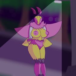 1girls forest_background light moth_girl pink_eyes pink_fur self_upload solo_female tagme yellow_body