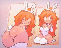 big_ass big_breasts bunnysuit heart_shaped_ass peachy_(possiblyzero) possiblyzero white_socks