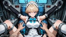 ai_female ai_generated armpits asuma_toki blonde_hair blue_archive blue_eyes breasts color colored female hell-pantsu hi_res medium_breasts perfect_body toki_(blue_archive) toki_(bunny)_(blue_archive)