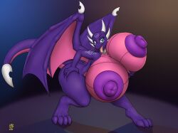 2020 4_toes absurd_res activision anthro areola ass badgerben big_ass big_breasts breasts curvy_figure cynder digital_media_(artwork) dragon european_mythology feet female hi_res horn huge_ass huge_breasts hyper hyper_breasts hyper_nipples looking_at_viewer mammal membrane_(anatomy) membranous_wings mythological_creature mythological_scalie mythology nipples non-mammal_breasts non-mammal_nipples nude open_mouth scalie simple_background smile solo spyro_the_dragon tail thick_thighs toes tongue western_dragon wide_hips wings