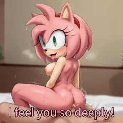 ai_generated amy_rose cheating cheating_female furry furry_ears furry_female furry_tail hedgehog_girl mobian_(species) mobian_hedgehog ntr nude nude_female reverse_cowgirl_position sex sonic_(series) sonic_the_hedgehog_(series) text