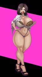1girls annon bimbo bimbofied female female_only gigantic_breasts hourglass_figure huge_breasts human makeup persona solo solo_female standing tomiyama_kayo wide_hips