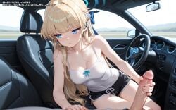 ai_female ai_generated asuma_toki blonde_hair blue_archive blue_eyes breasts color colored female handjob hell-pantsu hi_res medium_breasts penis perfect_body toki_(blue_archive)