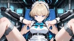 ai_female ai_generated armpits asuma_toki blonde_hair blue_archive blue_eyes breasts color colored female hell-pantsu hi_res medium_breasts perfect_body toki_(blue_archive) toki_(bunny)_(blue_archive)
