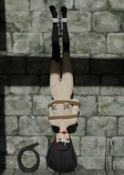 1girls 3d amagi_yukiko ball_gag bondage female gag gagged nude nude_female pasties persona persona_4 suspension_bondage taped_nipples taped_pussy upside-down warpkiller x_pasties