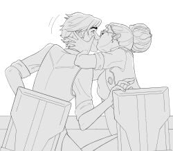 1boy 1girl1boy 1girls 1girls1boy arcane deep_kiss female female/male glasses grabbing grabbing_another's_head kissing league_of_legends male milady_666 safe safe_for_work short_hair sketch sky_young surprise surprise_kiss surprised surprised_expression viktor_(league_of_legends)