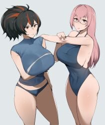 2girls ai_generated bikini blue_bikini duo duo_female duo_focus female female_focus female_only hollow_special_operations_section_6 hoyoverse light-skinned_female light_skin mihoyo mihoyo_technology_(shanghai)_co._ltd. new_eridu_public_security tsukishiro_yanagi zenless_zone_zero zhu_yuan