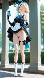 ai_female ai_generated asuma_toki blonde_hair blue_archive blue_eyes breasts color colored female hell-pantsu hi_res maid maid_uniform medium_breasts perfect_body pussy toki_(blue_archive)