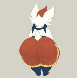1girls 2025 anthro anthro_only ass ass_focus back_view bubble_butt cinderace facing_away furry furry_only huge_ass lagomorph lagomorph_humanoid pokemon pokemon_(species) pokemon_ss psymen rabbit shorts shortstack simple_background sitckstand solo tail thick_thighs white_fur wide_hips