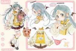 bandaid crossed grid holding miniskirt non-web_source past pleated sample_watermark skirt speech watermark wings