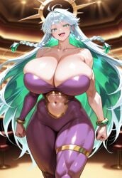 1girls ai_generated alternate_breast_size big_breasts big_thighs breasts cleavage collar fate/grand_order fate_(series) female female_focus female_only green_hair huge_breasts kukulkan_(fate) large_breasts large_thighs long_hair mature_female milf thick_thighs thighs type-moon