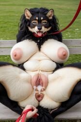 after_sex ai_generated anthro anus bench breast canine canine chubby chubby_female collar cum cum_in_pussy cum_inside furry furrypornaddiction huge_breasts leash park plump_labia plump_pussy pov puffy_anus pussy realism realistic shaved_pussy solo spread_legs