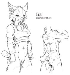 anthro ass bottomless breasts feline female fur furry ira line_art lynx nude pussy sideboob solo syrinoth tail