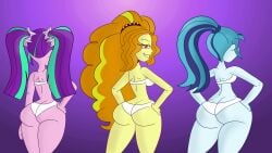3girls adagio_dazzle aria_blaze ass ass_cleavage big_ass bikini bubble_butt butt_crack equestria_girls female female_only friendship_is_magic hasbro looking_at_viewer looking_back my_little_pony rear_view scobionicle99 sonata_dusk the_dazzlings thick thick_ass thick_thighs thighs trio twintails wide_hips