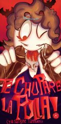 beard black_eyes blonde_hair dick_on_face male one_boy penis satanic self_insert sucking_penis two_boys vampire vs