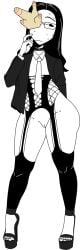 black_hair coral_glasses edit ena_(series) ena_dream_bbq feet glasses high_heels lenceria platform_heels png slut_collar small_breasts thick_thighs tie white_skin