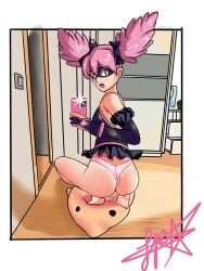 ass ass_focus ass_view barefoot boku_no_hero_academia booty female female_only foot_fetish haneyama_kazuho hero hero_outfit_(mha) iphone kazuho_haneyama mirror mirror_selfie my_hero_academia panties phone pink_hair pink_panties pixyfox23 plushie pop_step pose room selfie selfie_pose sexy sexy_pose squish superhero superheroine thicc thong vigilante vigilante:_my_hero_academia_illegals waifu