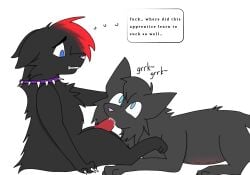 age_difference animal_genitalia animal_penis black_body black_fur blue_eyes bodily_fluids cinderpelt_(warriors) claws clenched_teeth collar cum cum_in_mouth cum_inside domestic_cat duo ejaculation felid feline feline_genitalia feline_penis felis fellatio female feral fur genital_fluids genitals grey_body grey_fur looking_at_another male male/female mammal oral penile penis pregnant pregnant_female scourge_(warriors) sex teeth warriors_(book_series) zforzico