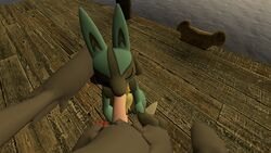 2015 3d anthro blue_fur canine closed_eyes duo erection fellatio fox garry's_mod grey_fur jackal lucario male mammal masturbation nintendo oral penis pokemon pokemon_(species) pov sex yaoi zoroark