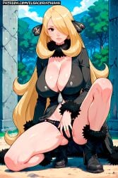 1girls adult adult_female ai_generated anime black_boots black_coat black_eyes black_eyes_female black_fur black_panties blonde_hair blonde_hair_female boots breasts coat coat_only coat_open crouched crouching crouching_female cynthia_(pokemon) elsacorinthiana exhibitionism exhibitionist exposed_midriff exposed_shoulders exposed_torso female female_only field grass hand_in_panties hand_in_pussy hand_on_panties hand_on_pussy horny horny_face horny_female hourglass_figure huge_breasts long_hair looking_at_viewer looking_for_viewer midriff naked naked_female nature nature_background navel nipples nude nude_female nudist outdoor_nudity outdoors outdoors_nudity panties, park patreon patreon_link patreon_url pokemon shoulders skin solo uncensored white-skinned_female white_skin wonderland
