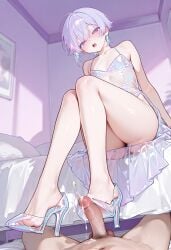 2boys ai_generated bed cute_face cute_male feet feet_visible_through_clothing femboy feminine feminine_male footjob footjob_with_footwear gay girly heels high_heels leg_focus legs male myriel penis pov pov_male reneenjoyer stepped_on stepping_on_penis thick_thighs thighs toes toes_visible_through_clothing transparent_clothing transparent_high_heels trap yaoi