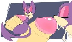 2023 absurd_res anthro anthrofied black_nose bodily_fluids chaokocartoons closed_eyes cum cum_drip cum_in_mouth cum_inside cum_on_chest cum_string disembodied_penis drinking drinking_cum dripping duo erection extreme_size_difference felid feline generation_5_pokemon genital_fluids genitals glans gloves_(marking) green_eyes hi_res hugging_penis humanoid_genitalia humanoid_penis long_tail looking_at_another looking_at_genitalia looking_at_partner looking_at_penis male male/male male_anthro mammal markings nintendo nude penis pink_eyelids pink_glans pokemon pokemon_(species) pokemorph purrloin simple_background size_difference tail thick_thighs