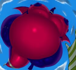 6_horns absurd_res activision anthro belly_scales black_body breasts claws cloud countershading cynder day digital_media_(artwork) dragon european_mythology female feral green_eyes grinex hi_res horn inflation jewelry legend_of_spyro magenta_body magenta_scales membrane_(anatomy) membranous_wings multi_horn multicolored_body mythological_creature mythological_scalie mythology nipples non-mammal_breasts non-mammal_nipples nude red_body reptile scales scalie sky solo spiked_tail spikes spikes_(anatomy) spyro_the_dragon tail two_tone_body western_dragon white_horn wing_claws wings