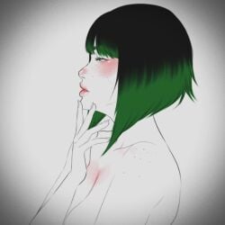 2022 big_breasts blush blush breasts cleavage ela_(rainbow_six) female female_only freckles freckles_on_face freckles_on_shoulders green_hair law-zilla nude nude_female pink_lips rainbow_six rainbow_six_siege short_hair sketch tom_clancy