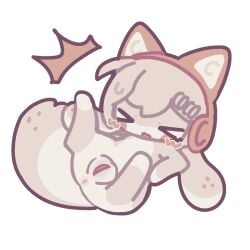 ass blush body_blush clitoris closed_eyes ears_down electronics eyes feet female genitals headgear headphones headset hi_res humaki invalid_tag lagomorph leporid long mammal open_mouth pink_body pivoted_ears pussy rabbit slipping solo tail vulva vulva_blush your