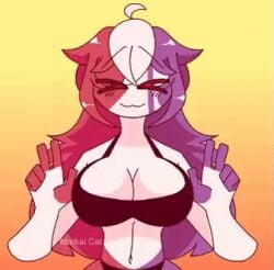 >w< .. 1girls animated animated_gif big_breasts bouncing_breasts breasts countryhumans countryhumans_girl countryhumans_oc female fevie_(markai_cat) gif implied_sex live2d markai_cat oc original peace_sign small_image three_tone_hair trans_woman transfem