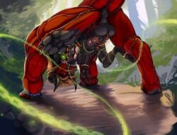 anal anal_sex anthro anus avian balls black_anus black_claws black_horn black_pawpads black_penis claws demon dragon duo erection feral genitals gryphon hi_res horn hybrid male male/male mythological_avian mythological_creature mythological_scalie mythology pawpads penetration penis perineum puffy_anus raised_tail red_body red_scales scales scalie sephrendemon size_difference smaller_penetrated tail teeth