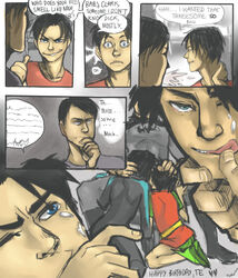 2011 3boys age_difference artist_name artist_request batman batman_(bruce_wayne) batman_(series) black_hair blue_eyes brown_hair bruce_wayne comic cum cum_on_face dc dc_comics dick_grayson double_fellatio fellatio floobin gay group_sex hand_on_head holding_chin human jason_todd licking_lips male male/male male_only multiple_boys multiple_males nightwing one_eye_closed oral_sex robin_(dc) robin_(jason_todd) source_request spread_legs superhero tagme teland threesome thumbs_up tongue_out wiping_mouth yaoi