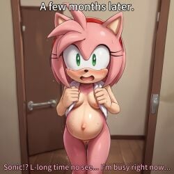 ai_generated amy_rose cheating cheating_female furry furry_ears furry_female furry_tail hedgehog_girl mobian_(species) mobian_hedgehog ntr nude nude_female pregnant pregnant_female sonic_(series) sonic_the_hedgehog sonic_the_hedgehog_(series) text
