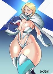 blonde_female blonde_hair blue_eyes breasts cleavagejeff_the_land_shark emma_frost female hellfire_club huge_breasts large_breasts marvel marvel_comics thick_thighs white_queen wide_hips x-men yxord