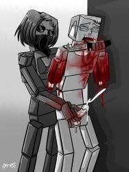 amputated_arms black_white blood_on_hands blood_splatter fila_(risobase) gore gorebox goredoll graphic_warning guro jerking_off_another masked_female masturbation non_suitable_content realistic realistic_blood realistic_textures risobase tagme violence violent_sex warning