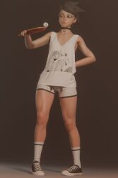 1girls black_hair black_nails boruto:_naruto_next_generations choker female glasses low-angle_view nail_polish naruto ninja red_eyes sarada_uchiha solo tennis_uniform thick_thighs thighs