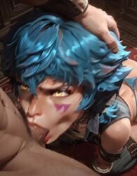 ai_generated ai_generated_video angry arcane big_dick blowjob blowjob_pov blue_hair blue_thong deepthroat deepthroat_no_hands hand_on_head isha_(arcane) league_of_legends on_all_fours pov pov_eye_contact pubic_hair pushing_down pushing_head_down shortstack size_difference tagme thong video