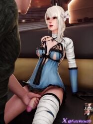 1boy 1futa 3:4 3d 3d_animation animated breasts darkbahamuth dickgirl futa_on_male futanari handjob intersex kaine_(nier) light-skinned_futa light-skinned_male light_skin looking_at_another male male_on_futa medium_breasts medium_penis nier nier_replicant penis shorter_than_10_seconds sound stroking_penis tagme vertical_video video white_hair
