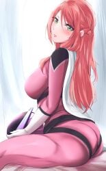 big_ass breasts green_eyes helmet_removed pink_hair sakurama_sesera sentai_daishikkaku