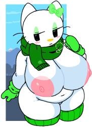 cassettedream dream-cassette green_mittens green_scarf hello_kitty hello_kitty_(character) hello_kitty_(series) hoshime kitty_white mittens sanrio scarf