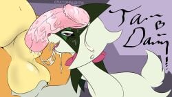 2023 after_oral after_sex ambiguous_anthro ambiguous_focus ambiguous_gender animal_genitalia anthro anthro_on_anthro ball_grab balls belly bodily_fluids chaokocartoons charizard cum cum_drip cum_from_mouth cum_in_mouth cum_inside cum_string dripping duo ejaculation english_text erection faceless_character faceless_male felid feline generation_1_pokemon generation_9_pokemon genital_fluids genitals hi_res humanoid_genitalia humanoid_penis larger_male looking_at_viewer makeup male male/ambiguous male_anthro mammal mascara meowscarada nintendo nude open_mouth open_smile penis penis_on_face pink_eyes pink_nose pokemon pokemon_(species) purple_background running_makeup running_mascara saliva saliva_string sheath side_view simple_background size_difference smaller_ambiguous smile text tongue tongue_out