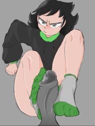 1boy 1boy1girl 1girls angry angry_expression angry_face anon anonymous_male donita_nsfw feet feet_on_penis female foot_fetish foot_focus footjob looking_at_viewer male oc original_character pov pov_male socks